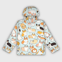 Ветровка с капюшоном женская Милые корги, цвет: 3D-белый