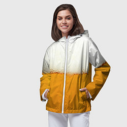 Ветровка с капюшоном женская Я ПИВО!, цвет: 3D-белый — фото 2
