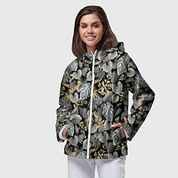 Ветровка с капюшоном женская Серебряные листочки, цвет: 3D-белый — фото 2