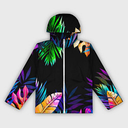Ветровка с капюшоном женская Тропическая Ночь, цвет: 3D-белый