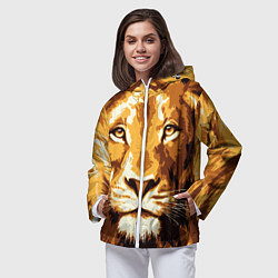 Ветровка с капюшоном женская Взгляд льва, цвет: 3D-белый — фото 2