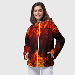Ветровка с капюшоном женская Огонь, цвет: 3D-белый — фото 2