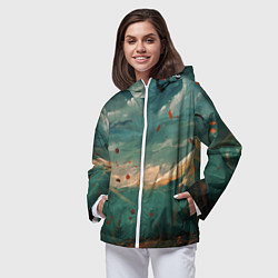 Ветровка с капюшоном женская Горы, цвет: 3D-белый — фото 2