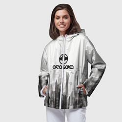 Ветровка с капюшоном женская Cyberpunk 2077 Arasaka, цвет: 3D-белый — фото 2