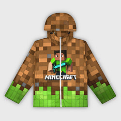 Ветровка с капюшоном женская Minecraft logo heroes, цвет: 3D-белый