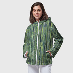 Ветровка с капюшоном женская Зеленый бамбук, цвет: 3D-белый — фото 2