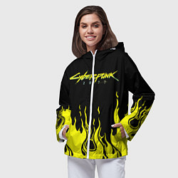 Ветровка с капюшоном женская CYBERPUNK 2077, цвет: 3D-белый — фото 2