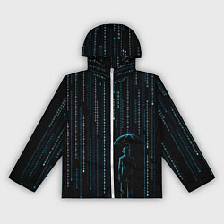 Ветровка с капюшоном женская Двоичный дождь, матрица, цвет: 3D-белый