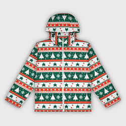 Ветровка с капюшоном женская Новогодний орнамент, цвет: 3D-белый
