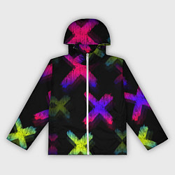 Ветровка с капюшоном женская Крестики, цвет: 3D-белый