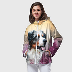 Ветровка с капюшоном женская Австралийская Овчарка, цвет: 3D-белый — фото 2