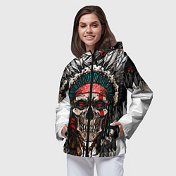 Ветровка с капюшоном женская Череп индейца, цвет: 3D-черный — фото 2