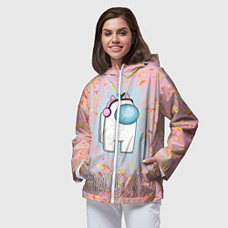 Ветровка с капюшоном женская Among Us Девочкам, цвет: 3D-белый — фото 2