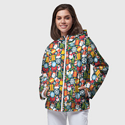 Ветровка с капюшоном женская Новый Год, цвет: 3D-белый — фото 2