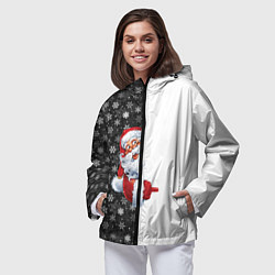 Ветровка с капюшоном женская Дедушка Мороз, цвет: 3D-черный — фото 2