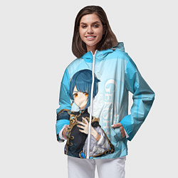 Ветровка с капюшоном женская GENSHIN IMPACT, СИН ЦЮ, цвет: 3D-белый — фото 2