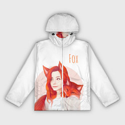 Ветровка с капюшоном женская Девушка-лиса, цвет: 3D-белый