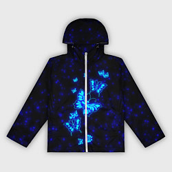 Ветровка с капюшоном женская Неоновые бабочки, цвет: 3D-белый