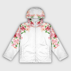 Ветровка с капюшоном женская Цветы, цвет: 3D-белый