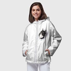 Ветровка с капюшоном женская КОТ В СЕРДЦЕ, цвет: 3D-белый — фото 2