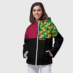 Ветровка с капюшоном женская Гию Томиока Kimetsu no Yaiba, цвет: 3D-белый — фото 2