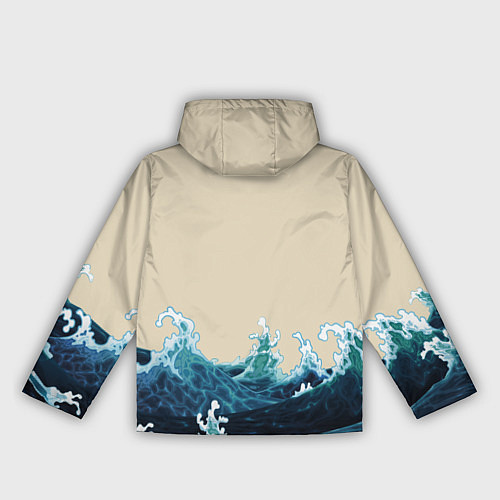 Женская ветровка Японский Стиль Волны и Солнце / 3D-Белый – фото 2