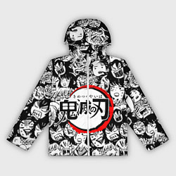 Ветровка с капюшоном женская DEMON SLAYER ЛИЦА УЗОР, цвет: 3D-белый