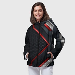 Ветровка с капюшоном женская Luxury Black 3D СОТЫ, цвет: 3D-черный — фото 2