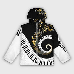 Ветровка с капюшоном женская МУЗЫКАЛЬНЫЙ УЗОР, цвет: 3D-белый