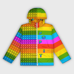 Ветровка с капюшоном женская POP it вертикальная надпись, цвет: 3D-белый