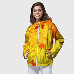Ветровка с капюшоном женская ОСЕННИЕ ЦВЕТА ЗОЛОТАЯ ОСЕНЬ, цвет: 3D-белый — фото 2