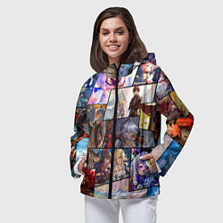 Ветровка с капюшоном женская Геншин импакт, персонажи, цвет: 3D-черный — фото 2