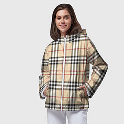 Ветровка с капюшоном женская Клетчатый принт в стиле Burberry, цвет: 3D-белый — фото 2