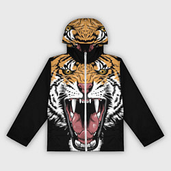 Ветровка с капюшоном женская Оскал амурского тигра, цвет: 3D-белый