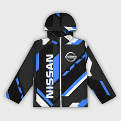 Ветровка с капюшоном женская НИССАН ЛОГО СИНИЯ ГЕОМЕТРИЯ CYBER, цвет: 3D-белый
