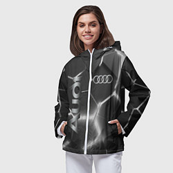 Ветровка с капюшоном женская AUDI GREY 3D ПЛИТЫ, цвет: 3D-белый — фото 2