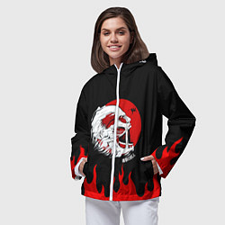 Ветровка с капюшоном женская ATTACK ON TITAN ГОЛОВА ТИТАНА, цвет: 3D-белый — фото 2