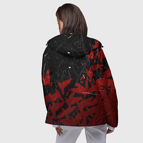 Женская ветровка БЕРСЕРК КЛЕЙМО ЛОГО СТАЯ ВОРОН, RED CROW / 3D-Черный – фото 4