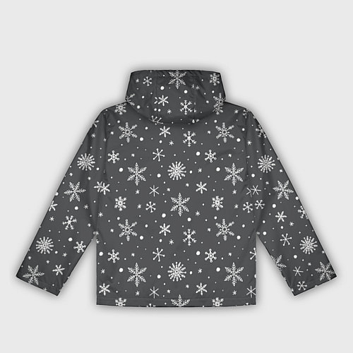 Женская ветровка Белые снежинки на сером фоне / 3D-Белый – фото 2