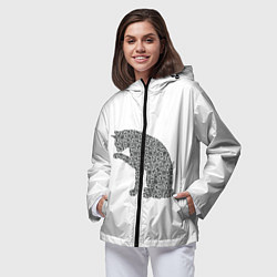 Ветровка с капюшоном женская QR Кот Версия 2, цвет: 3D-черный — фото 2