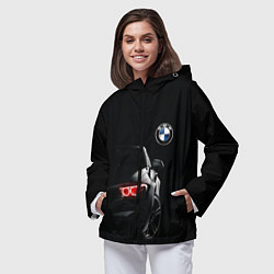 Ветровка с капюшоном женская BMW МИНИМЛ, цвет: 3D-черный — фото 2