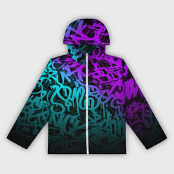 Ветровка с капюшоном женская НЕОНОВОЕ ГРАФФИТИ NEON, цвет: 3D-белый