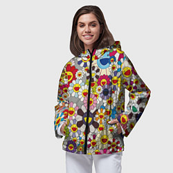 Ветровка с капюшоном женская Flower Superflat, Такаши Мураками, цвет: 3D-черный — фото 2