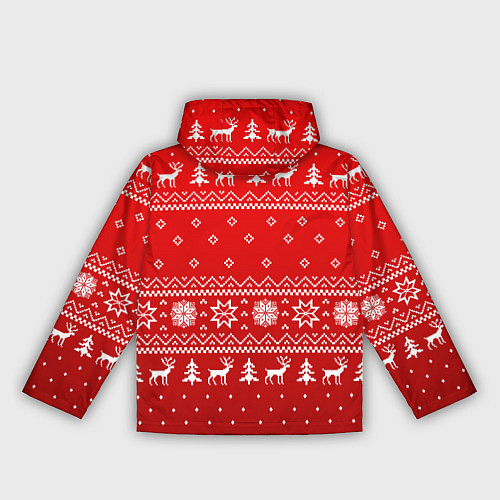Женская ветровка Красный узор с оленями / 3D-Белый – фото 2