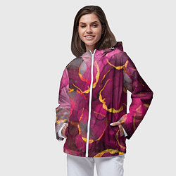 Ветровка с капюшоном женская Малиновое вино, цвет: 3D-белый — фото 2
