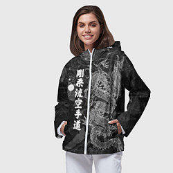 Ветровка с капюшоном женская Токийский Дракон Иероглифы Dragon Japan, цвет: 3D-белый — фото 2