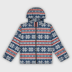 Ветровка с капюшоном женская Knitted Christmas Pattern, цвет: 3D-черный