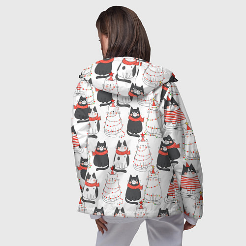 Женская ветровка НОВОГОДНИЕ КОТИКИ 2022 / 3D-Черный – фото 4