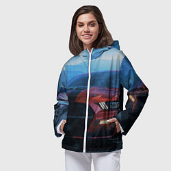 Ветровка с капюшоном женская Авто вечером, цвет: 3D-белый — фото 2