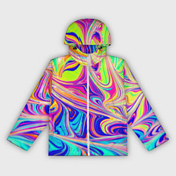 Ветровка с капюшоном женская Аномально яркие цветные разводы, цвет: 3D-белый